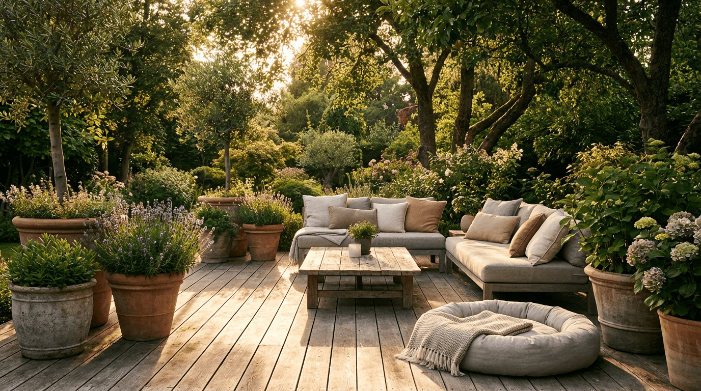 The inviting entrance to a warm, welcoming residential home in the golden hour light